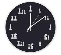 Orologio da parete decorativo silenzioso senza ticchettio bianco scacchi rotondi moderni orologi in legno per camera da letto, soggiorno, casa, ufficio, scuola, decorazione da parete, 38 x 38 cm