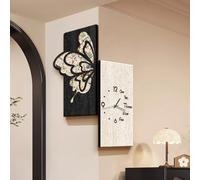 Orologio da parete decorativo, silenzioso, senza ticchettio, pannello double-face con motivo a farfalla e struttura in arenaria, design moderno e minimalista per casa, soggiorno, camera da letto