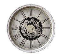 Orologio da parete decorativo vintage con ingranaggi mobili e numeri romani, diametro 76 cm.