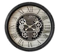 Orologio da parete, decorazione da parete, cronometro, plastica, nero, ingranaggi, D 50,8 cm