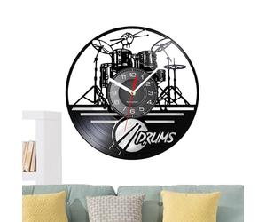 Orologio Da Parete Della Musica Di Batteria - Orologio Da Record In Vinile Per Decorazioni Per La Casa | Display D'arte A Percussione Ritmica, Regalo Per Il Favore Della Festa, Wallart Elegante Retrò,