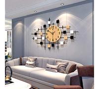Orologio da Parete Design Moderno Grandi Dimensioni, 3D Creativo Orologio da Parete Minimalista Nordico Soggiorno Orologio da Parete in Legno Massello Decorazione Domestica Orologio Muto,76 * 48cm