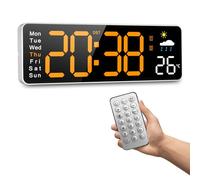 Orologio da Parete Digitale,12" Grande Orologio Digitale Con Telecomando,Multifunzionale Orologio da Parete da Può Testare le Previsioni Meteorologiche Sull'umidità,Per Soggiorno Ufficio aula,Arancion