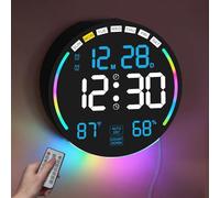 Orologio da Parete Digitale 26cm LED Grande Display,Orologio da Muro Digitale con 10 Colori RGB, Doppi Allarmi,10 Livelli di Luminosità, Auto DST,Timer per Conto Alla Rovescia/Giorno per Vari Scenari
