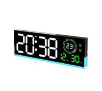 Orologio da parete digitale a LED con ampio display che mostra la data, luminosità regolabile, luce notturna per camera da letto, soggiorno, cucina (verde)