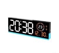 Orologio da parete digitale a LED con ampio display che mostra la data, luminosità regolabile, luce notturna per camera da letto, soggiorno, cucina (arancione)