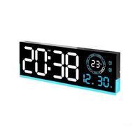 Orologio da parete digitale a LED con ampio display che mostra la data, luminosità regolabile, luce notturna per camera da letto, soggiorno, cucina (blu)