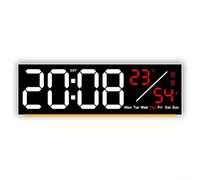 Orologio da parete digitale a LED con ampio display, sveglia con data e sensore di luminosità automatica, timer da scrivania con cronometro per conto alla rovescia per cucina, termometro Fahrenheit