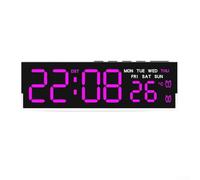 Orologio da parete digitale a LED, con display multi informazioni, tra cui ora, temperatura, data, giorno e sveglia, con controllo della luminosità per qualsiasi stanza (C)