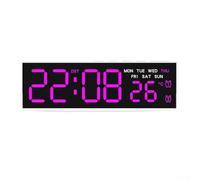 Orologio da parete digitale a LED, con display multi informazioni, tra cui ora, temperatura, data, giorno e sveglia, con controllo della luminosità per qualsiasi stanza (G)
