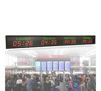 Orologio Da Parete Digitale A Led Con Fusi Orari Mondiali, 3/4/5/6 Città, Con Regolazione Della Luminosità A 5 Livelli (1000cd), Varie Modalità Di Impostazione, Lunghezza D'Onda: 620-625nm 4cities