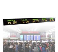 Orologio Da Parete Digitale A Led Con Fusi Orari Mondiali, 3/4/5/6 Città, Con Regolazione Della Luminosità A 5 Livelli (1000cd), Varie Modalità Di Impostazione, Lunghezza D'Onda: 620-625nm 5cities