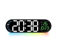 Orologio da parete digitale a LED con telecomando dal design elegante, perfetto per uffici, case o negozi (bianco)