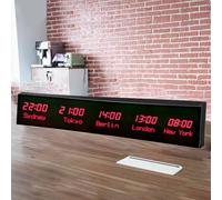 Orologio da parete digitale a LED con telecomando, display della città modificabile, regolazione della luminosità su 3 livelli, ideale per ufficio, casa, soggiorno, scuola