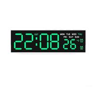 Orologio da parete digitale a LED con visualizzazione di temperatura, data, giorno della settimana e ora, con sveglia e luminosità regolabile per una chiara visibilità (E)