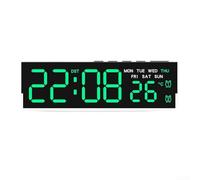 Orologio da parete digitale a LED con visualizzazione di temperatura, data, giorno della settimana e ora, con sveglia e luminosità regolabile per una chiara visibilità (A)