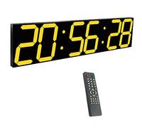 Orologio Da Parete Digitale A LED Da 27 Pollici, Dimmer Automatico, Sveglia, Calendario, Termometro, Luminosità A 8 Livelli, Con Telecomando, For Palestra Industriale, Magazzino, Mensa(Yellow)