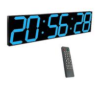 Orologio da Parete Digitale A LED da 27 Pollici, Dimmer Automatico, Sveglia, Calendario, Termometro, Luminosità A 8 Livelli, con Telecomando, for Palestra Industriale, Magazzino, Mensa(Blue)