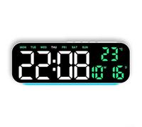 Orologio da parete digitale a LED, oscuramento automatico, orologio da parete digitale con visualizzazione ora, data, giorno, temperatura, per soggiorno, 23,9 x 2,9 x 8,7 cm (F)