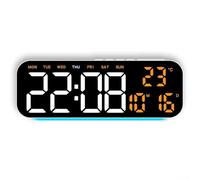 Orologio da parete digitale a LED, oscuramento automatico, orologio da parete digitale con visualizzazione ora, data, giorno, temperatura, per soggiorno, 23,9 x 2,9 x 8,7 cm (altezza)