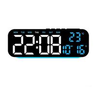 Orologio da parete digitale a LED, oscuramento automatico, orologio da parete digitale con visualizzazione ora, data, giorno, temperatura, per soggiorno, 23,9 x 2,9 x 8,7 cm (A)