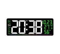Orologio da parete digitale a LED RGB da 40,6 cm, design chic, con visualizzazione della temperatura e della data, per una decorazione elegante della casa (verde)