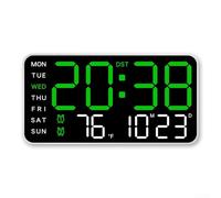 Orologio da parete digitale compatto con visualizzazione della temperatura, settimana e data, controllo vocale e luminosità regolabile per una maggiore visibilità (A)