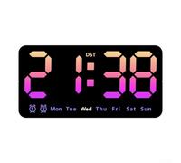 Orologio da parete digitale con ampio display che mostra settimana, data e ora, luminosità regolabile a 3 livelli, doppio formato orario 12/24 ore, funzione sveglia (colorato)