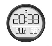 Orologio da parete digitale con display di temperatura e umidità, sveglia a LED con data e ora, interruttore 12/24h, quadrante in vetro ad alta trasparenza per cucina, camera da letto, ufficio, bianco