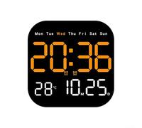 Orologio da parete digitale con telecomando, display a LED multifunzione, mostra ora, temperatura, data, sveglia, conto alla rovescia, 10 livelli di luminosità, scrivania o parete