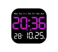 Orologio da parete digitale con telecomando, display a LED per ora, temperatura, data, giorno, conto alla rovescia, luminosità a 10 livelli, montaggio a parete o da tavolo, nero (rosso e rosso)