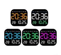 Orologio da parete digitale con telecomando, display a LED per ora, temperatura, data, giorno, conto alla rovescia, luminosità a 10 livelli, montaggio da tavolo o a parete, nero (blu)