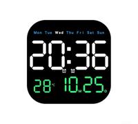 Orologio da parete digitale con telecomando, display a LED per ora, temperatura, data, giorno, conto alla rovescia, luminosità a 10 livelli, montaggio a parete o da tavolo, nero (tre colori)