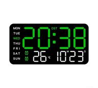 Orologio da parete digitale con visualizzazione della temperatura, data e settimana, sveglia attivata con voce, regolazione della luminosità a 5 livelli, orologio da scrivania a LED alimentato tramite