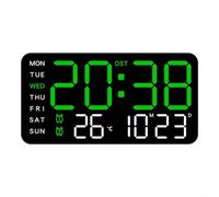 Orologio da parete digitale con visualizzazione della temperatura, data, sveglia attivata con voce, alimentato a batteria, orologio da tavolo con settimana e templato, regolazione della luminosità