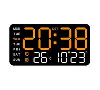 Orologio da parete digitale con visualizzazione della temperatura, sveglia, orologio da tavolo con data a LED, regolazione della luminosità attivata dalla voce, ora legale Fahrenheit Celsius Switch (F