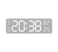 Orologio da parete digitale dal design elegante, alimentato tramite USB, con display a LED luminoso che mostra informazioni su tempo e umidità (guscio bianco 5513)