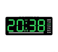 Orologio da parete digitale intelligente con schermo a LED, visualizza ora, data, settimana e temperatura per una migliore organizzazione (verde)