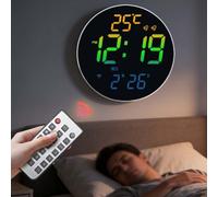 Orologio da parete digitale RGB con sensore di luce per calendario perpetuo e sincronizzazione wireless per casa o ufficio (B)