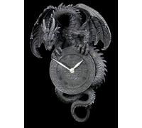 Orologio Da Parete Drago - Figura Decorativa Orologio Gotico Fantasy Nero