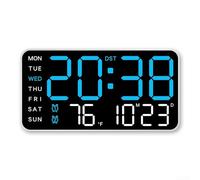 Orologio da parete elettronico con display a calendario completo, sensore vocale intelligente per attivare lo schermo, cinque modalità di oscuramento per uso notturno, opzione Celsius o Fahrenheit
