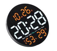 Orologio da parete elettronico con sveglia, visualizzazione della temperatura e dell'umidità, timer con data, giorno, 12 ore e 24 ore, regolazione automatica della luminosità (arancione)