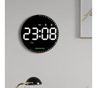 Orologio da parete elettronico da 25,4 cm, visualizzazione della data | Orologio digitale da parete grande da 25,4 cm, promemoria per le vacanze, per oscuramento automatico, nero