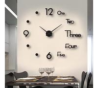 Orologio da parete fai da te adesivi 3D senza cornice, rotondo, per camera da letto, ufficio, casa e cucina [grande 130 cm/51,18 in-nero] Operato moderno acrilico orologi da parete per Living R