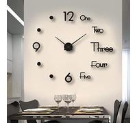 Orologio da parete fai da te adesivi 3D senza cornice, rotondo, per camera da letto, ufficio, casa e cucina [medio 90 cm/35,43 in-nero] Operato moderno acrilico orologi da parete per Living R