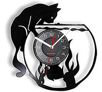 Orologio Da Parete Gatto Che Cattura Pesce Arte Orologio Da Parete Silenzioso Al Quarzo Per Soggiorno Gatto Nella Boccia Dei Pesci Album In Vinile Riproposto Orologio Da Record 12 Pollici 30 Cm
