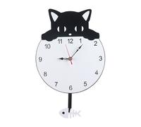 Orologio da parete gatto nero a batteria con design affascinante e pendolo