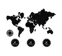 Orologio da parete grande mappa del mondo New York Londra Tokyo Fuso orario personalizzato Orologio da parete silenzioso senza ticchettio Office Geographic Wall Art
