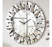 Orologio da parete grande Orologi a specchio 3D Sunburst Edge 32 "/80CM Rotondo Numeri romani Soggiorno moderno Sala da pranzo Camino Decor