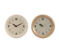 Orologio da Parete Home ESPRIT Beige Naturale Legno 30 x 5 x 30 cm [2 Unità]